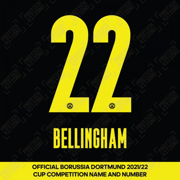 Bellingham 22 (OFFICIAL Borussia Dortmund 2020/21/22 Away NAME AND NUMBERING)