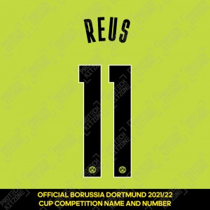 Reus 11 (OFFICIAL Borussia Dortmund 2021/22 CUP NAME AND NUMBERING)