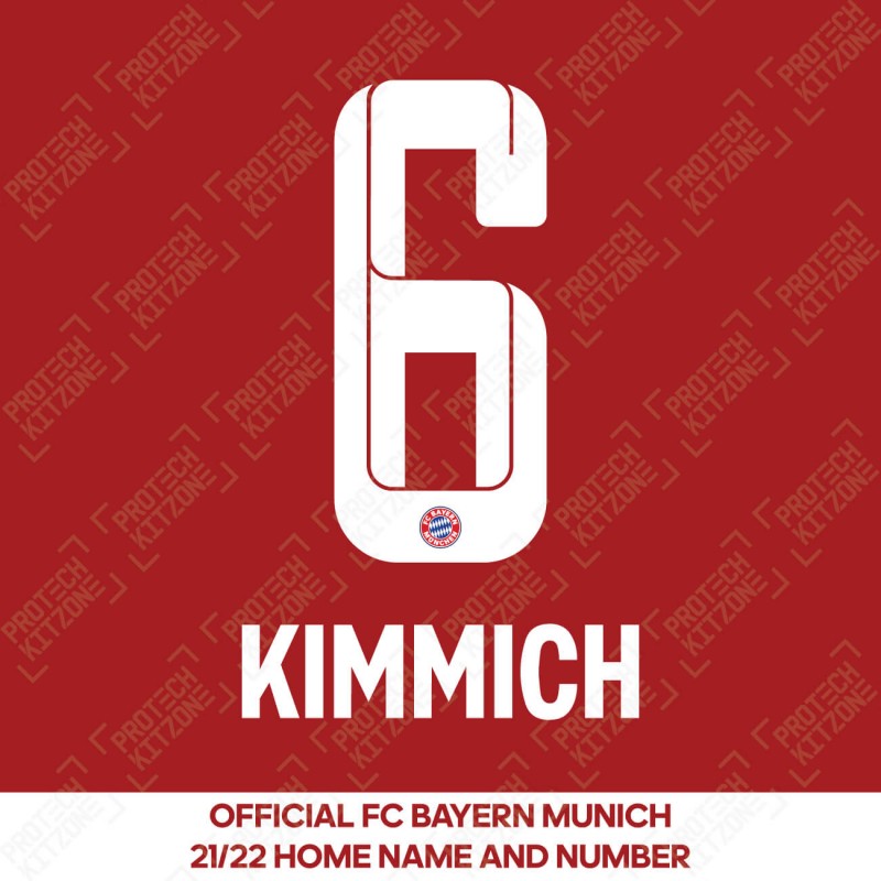 Kimmich 6 (Official FC Bayern Munich 2021/22 Home Name and Numbering), 2021/22 Season Nameset, K6FCB2122HNNS, 