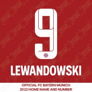 Lewandowski 9 (Official FC Bayern Munich 2021/22 Home Name and Numbering)