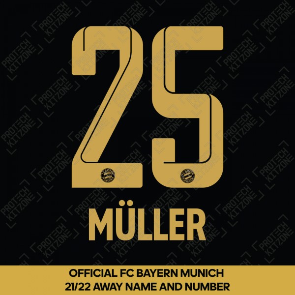 Müller 25 (Official FC Bayern Munich 2021/22 Away Name and Numbering)