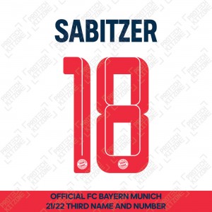 Sabitzer 18 (Official FC Bayern Munich 2021/22 Third Name and Numbering)