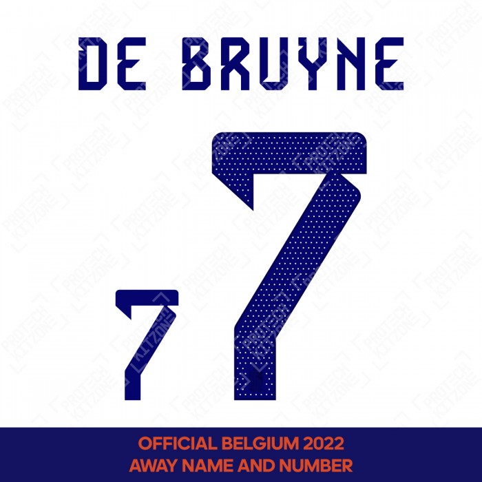 De Bruyne 7 (Official Belgium 2022 Away Name and Numbering), World Cup 2022, KDB72022A, 