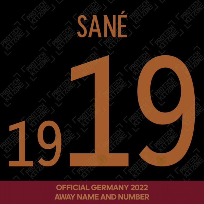 Sané 19 (Official Germany 2022 Away Name and Numbering), World Cup 2022, S19DFB22A, 