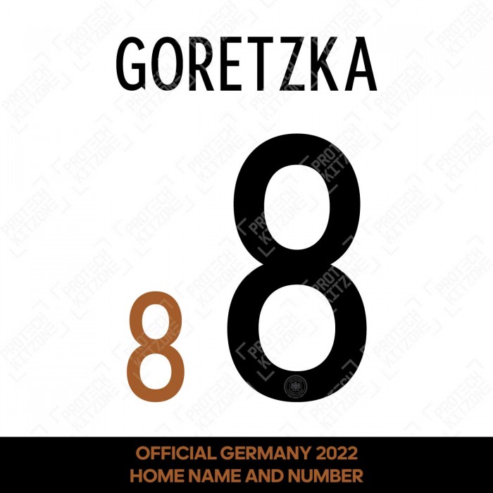Goretzka 8 (Official Germany 2022 Home Name and Numbering), World Cup 2022, G8DFB22H, 