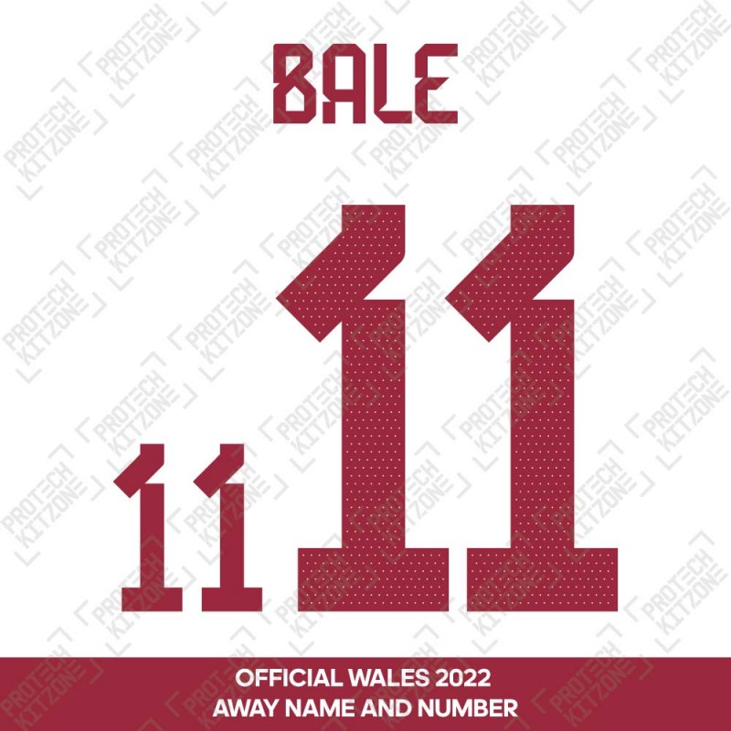 Bale 11 (Official Wales 2022 Away Name and Numbering)