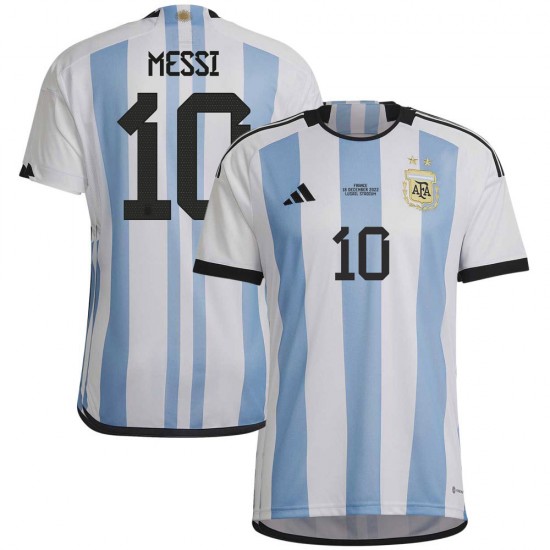 Argentina 2022 Home Shirt with Messi 10 + World Cup 2022 Final Match Date Printing