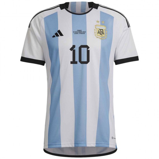 Argentina 2022 Home Shirt with Messi 10 + World Cup 2022 Final Match Date Printing