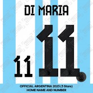 Di Maria 11 - Official Argentina 2022 3 Star Winners Home Name and Numbering 