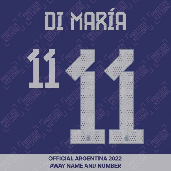 Di María 11 (Official Argentina 2022 Away Name and Numbering)