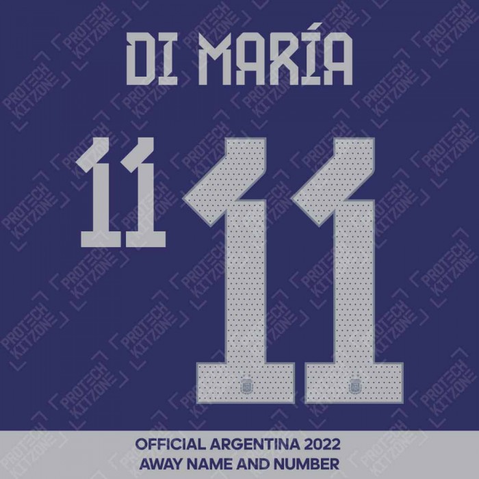 Di María 11 (Official Argentina 2022 Away Name and Numbering), Argentina National Team, DIMARIA2022A, 
