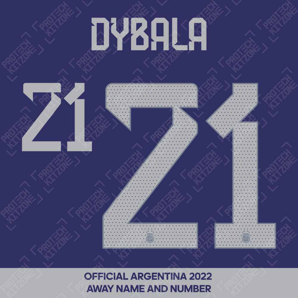 Dybala 21 (Official Argentina 2022 Away Name and Numbering) Dybala 21 (Official Argentina 2022 Away Name and Numbering)
