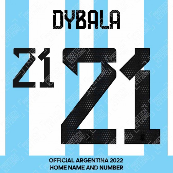 Dybala 21 (Official Argentina 2022 Home Name and Numbering)