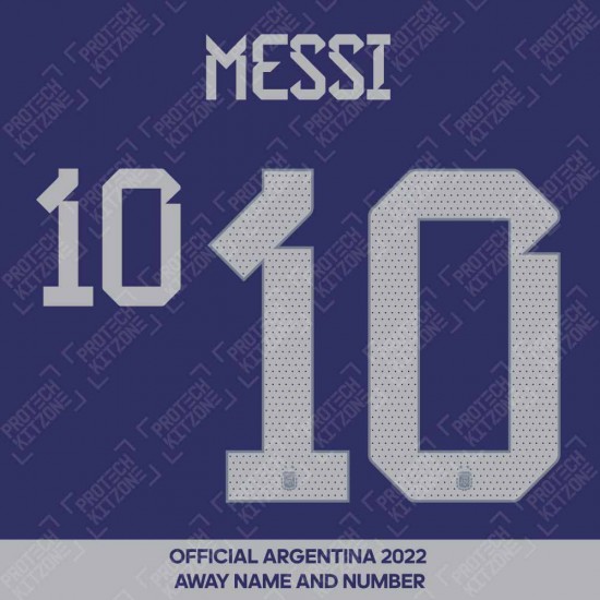 Messi 10 (Official Argentina 2022 Away Name and Numbering)