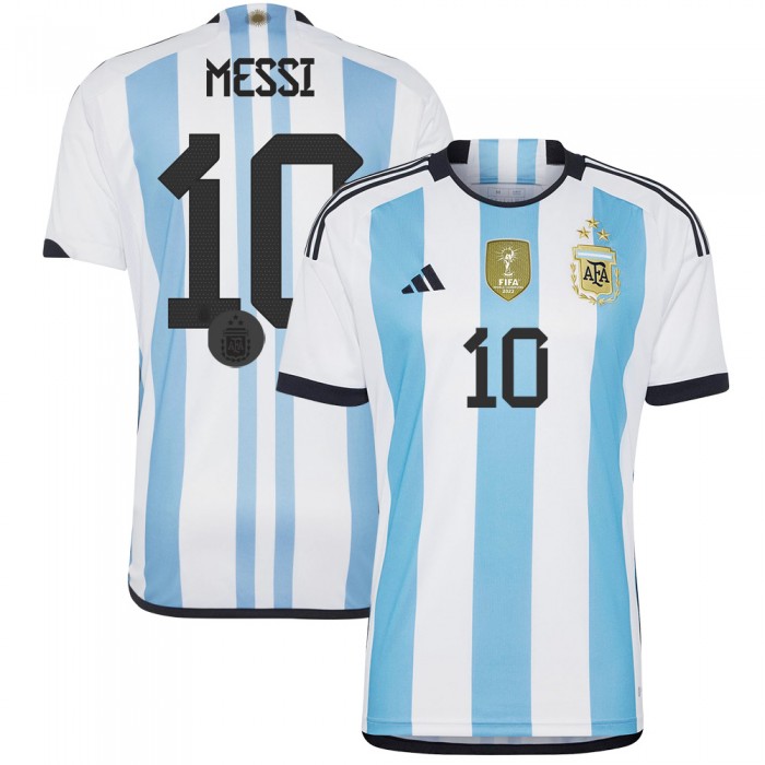 Argentina 2022 Winners Fans Version Home Shirt - 3 Stars with Player Version Patch and Messi 10 