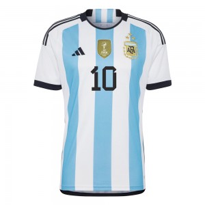 Argentina 2022 Winners Fans Version Home Shirt - 3 Stars with Player Version Patch and Messi 10 