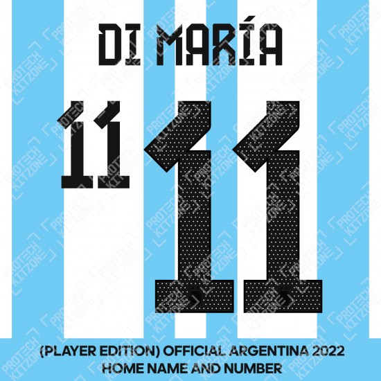 [Player Edition] Di Maria 11 - Official Argentina 2022 Home Name and Numbering