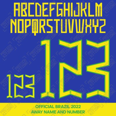 [Loose] Official Brazil 2022 Away Name and Numbering 