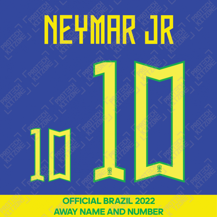 Neymar Jr 10 - Official Brazil 2022 Away Player Version Name and Numbering 