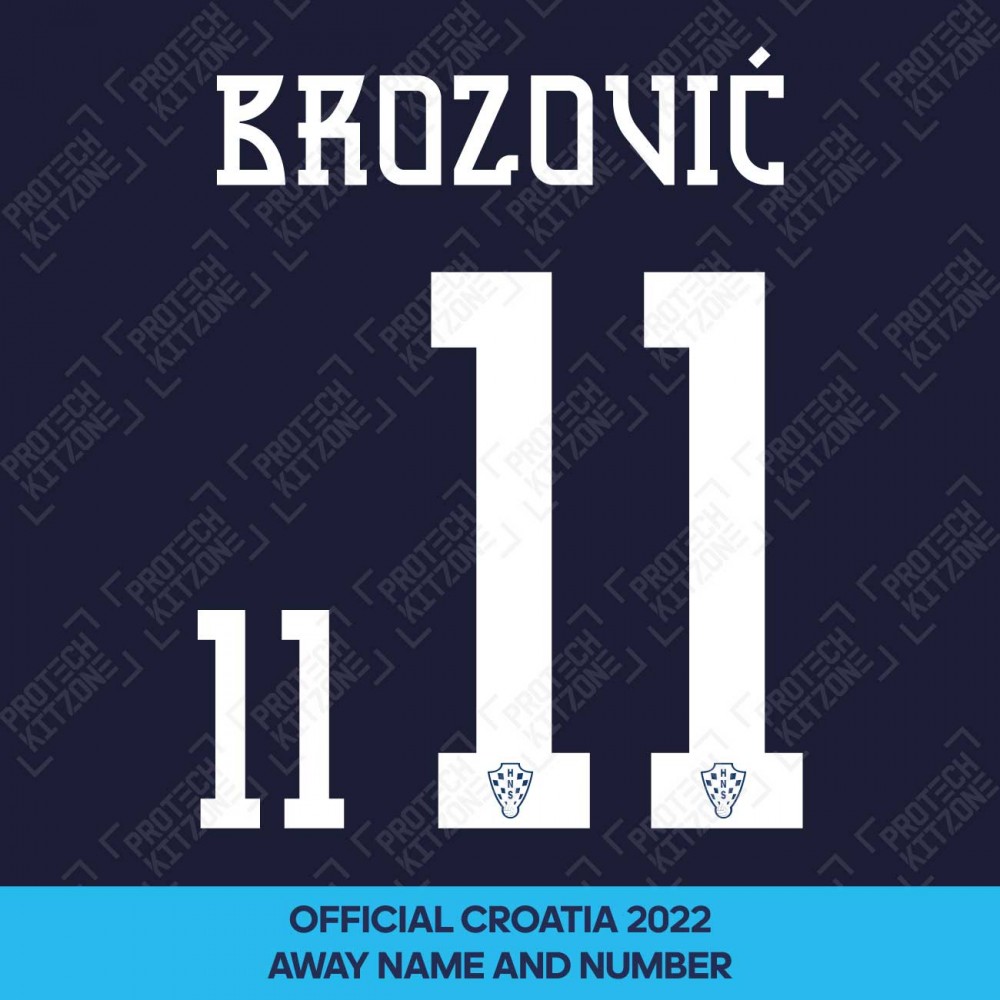 Brozović 11 (Official Croatia 2022 Away Name and Numbering) Brozović 11 (Official Croatia 2022 Away Name and Numbering)