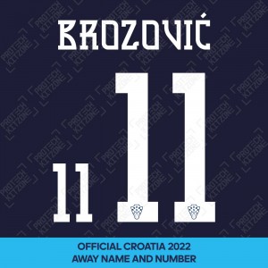 Brozović 11 (Official Croatia 2022 Away Name and Numbering)
