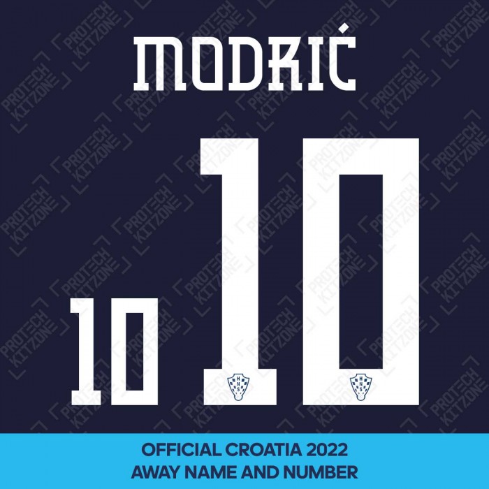 Modrić 10 (Official Croatia 2022 Away Name and Numbering), Croatia, M10 CRO AW 22, 
