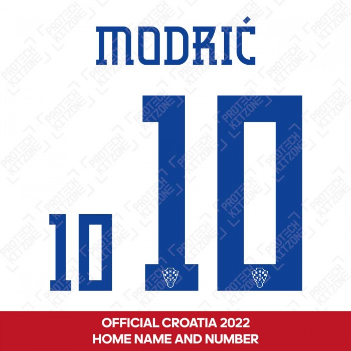 Modrić 10 (Official Croatia 2022 Home Name and Numbering), Croatia, M10 CRO HM 22, 