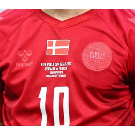 Official Denmark Flag Chest Badge - Denmark 2022 World Cup Shirt