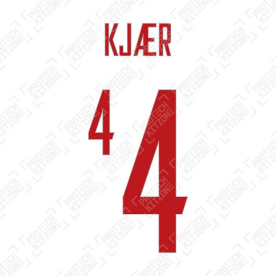 Kjær 4 (Official Denmark 2020-22 Away Name and Numbering)