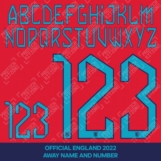 Official England 2022 Away Name and Numbering 