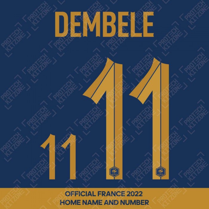 Dembele 11 (Official France 2022 Home Name and Numbering), World Cup 2022, D11 22 FFF HM, 