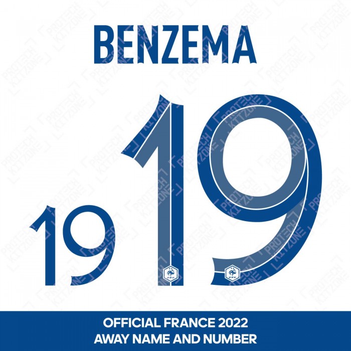 Benzema 19 (Official France 2022 Away Name and Numbering), France National Team, B19 22 FFF AW, 