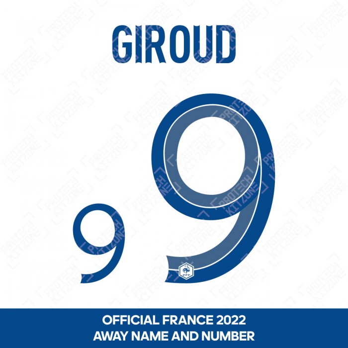 Giroud 9 (Official France 2022 Away Name and Numbering), World Cup 2022, G9 22 FFF AW, 