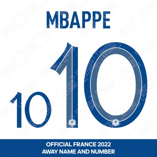 Mbappe 10 (Official France 2022 Away Name and Numbering)