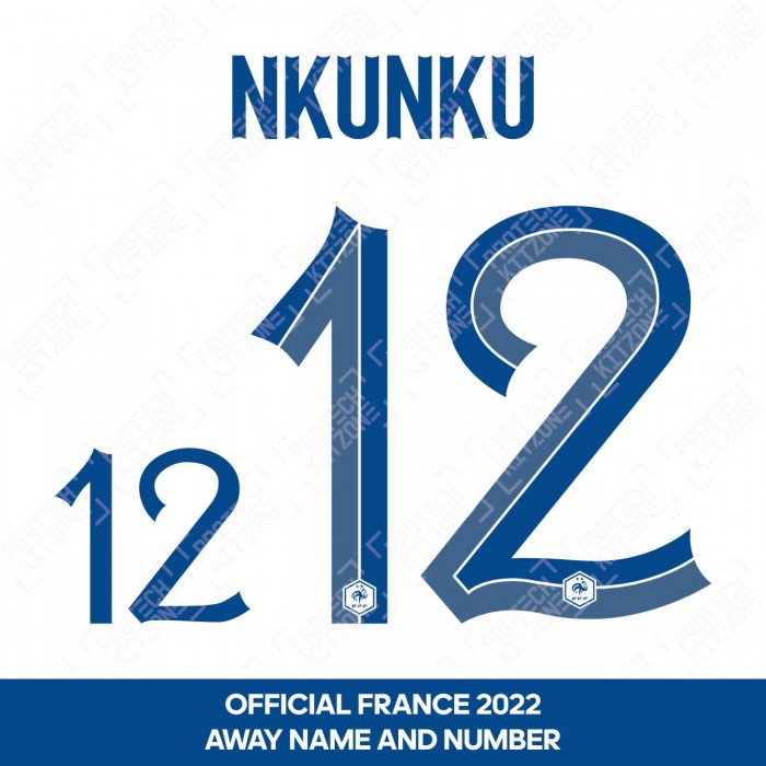 Nkunku 12 (Official France 2022 Away Name and Numbering), World Cup 2022, N12 22 FFF AW, 