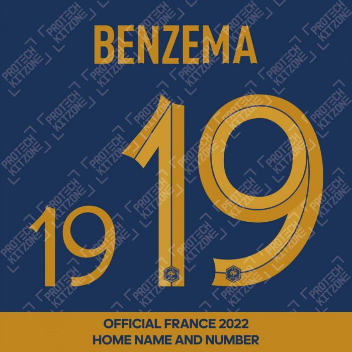 Benzema 19 (Official France 2022 Home Name and Numbering), World Cup 2022, B19 22 FFF HM, 