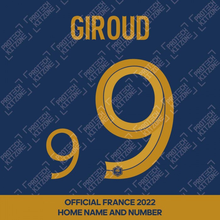 Giroud 9 (Official France 2022 Home Name and Numbering), World Cup 2022, G9 22 FFF HM, 