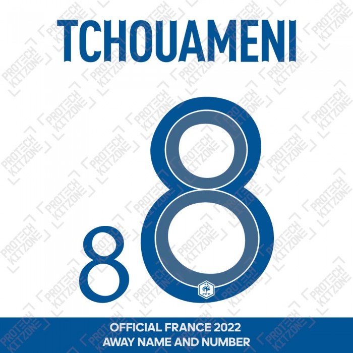 Tchouameni 8 (Official France 2022 Away Name and Numbering), World Cup 2022, T8 22 FFF AW, 
