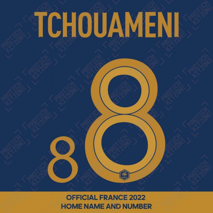 Tchouameni 8 (Official France 2022 Home Name and Numbering), World Cup 2022, T8 22 FFF HM, 