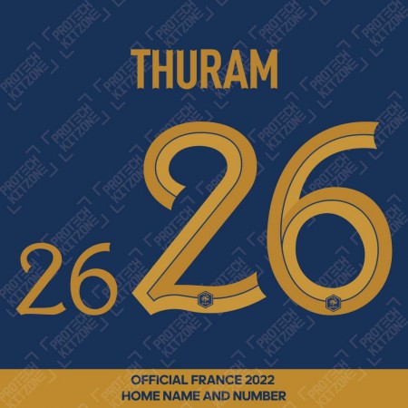Thuram 26 (Official France 2022 Home Name and Numbering)