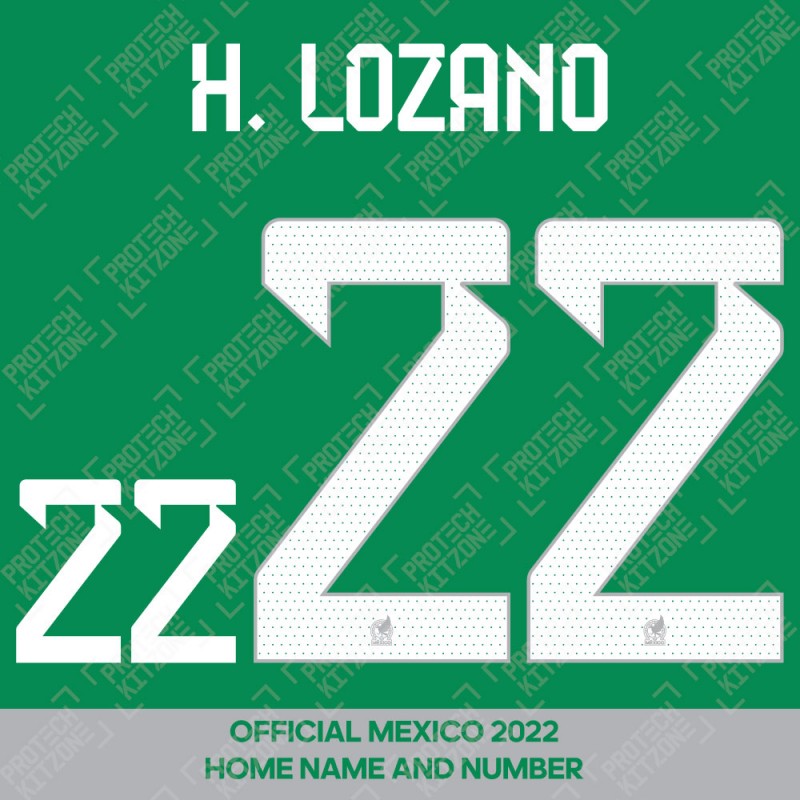H. Lozano 22 - Official Name and Number for Mexico 2022 Home Shirt