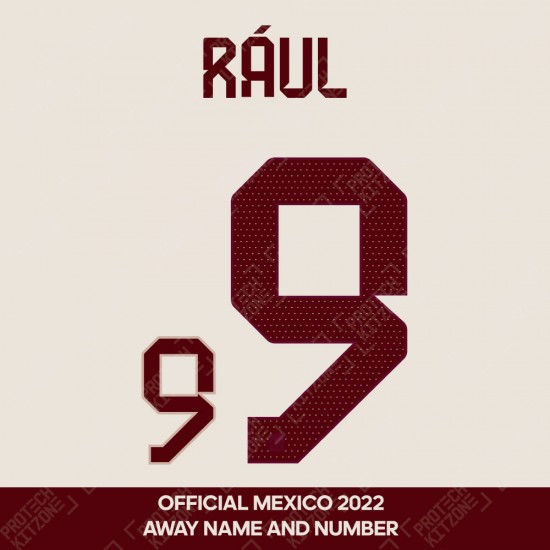 Rául 9 - Official Name and Number for Mexico 2022 Away Shirt