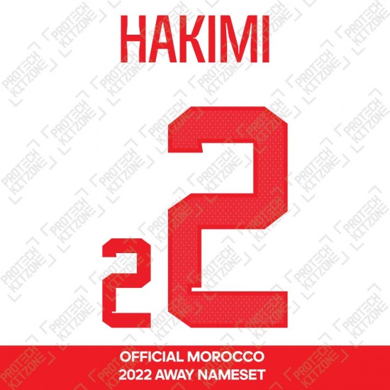 Hakimi 2 (Official Morocco 2022 Away Shirt Name and Numbering)