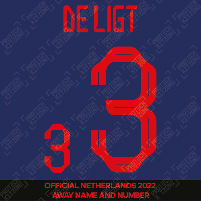 De Ligt 3 - Official Netherlands 2022 Away Name and Numbering 