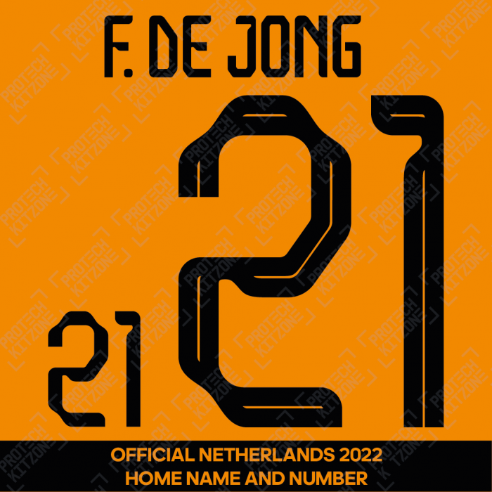 F. De Jong 21 - Official Netherlands 2022 Home Name and Numbering 