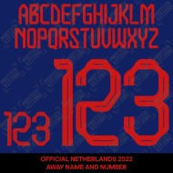Official Netherlands 2022 Away Name and Numbering 