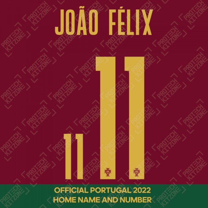 João Félix 11 (Official Portugal 2022 Home Name and Numbering), Portugal National Team, JF232022H, 