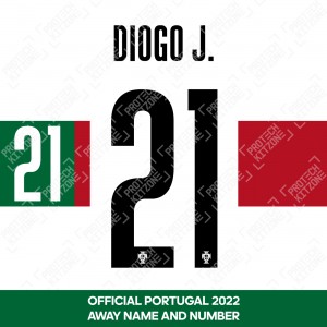 Diogo J. 21 (Official Portugal 2022 Away Name and Numbering)