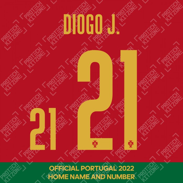Diogo J. 21 (Official Portugal 2022 Home Name and Numbering), Portugal National Team, DJ212022H, 