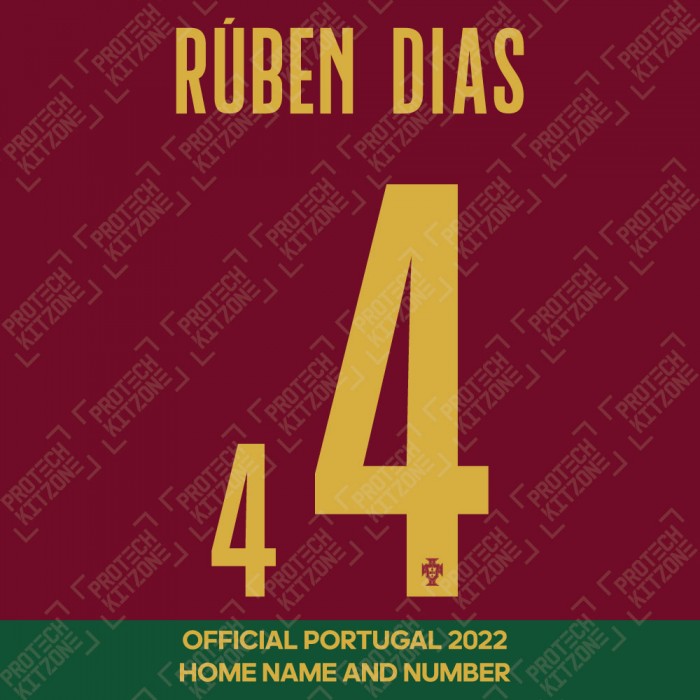 Rúben Dias 4 (Official Portugal 2022 Home Name and Numbering), Portugal National Team, RD42022H, 